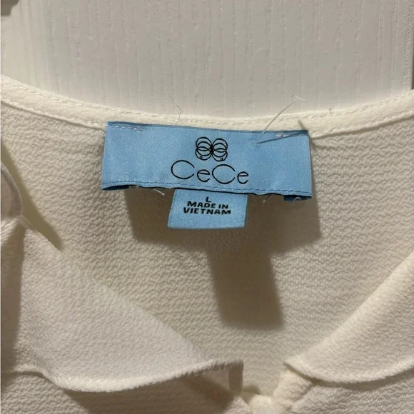 CeCe Cream Ruffle Button Blouse - Picture 2 of 4